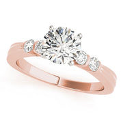 Sophisticated Prong-Set Round Diamond Engagement Ring in 10K/14K gold and platinum with certified lab-grown or natural diamonds