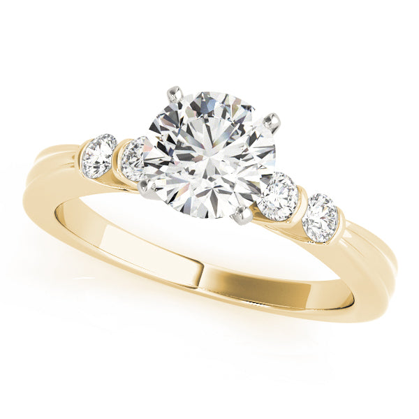 Sophisticated Prong-Set Round Diamond Engagement Ring in 10K/14K gold and platinum with certified lab-grown or natural diamonds
