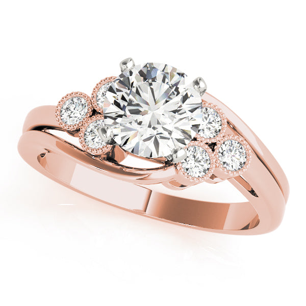 Eternal Cluster Sides Round Diamond Engagement Ring in 10K/14K gold and platinum with certified lab-grown or natural diamonds
