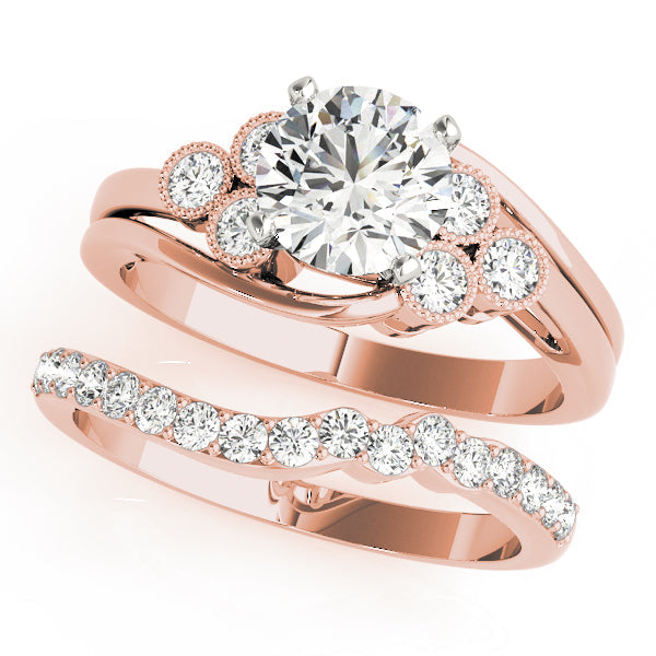 Eternal Cluster Sides Round Diamond Engagement Ring in 10K/14K gold and platinum with certified lab-grown or natural diamonds