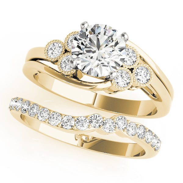 Eternal Cluster Sides Round Diamond Engagement Ring in 10K/14K gold and platinum with certified lab-grown or natural diamonds