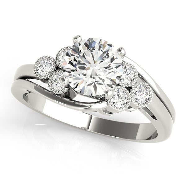 Eternal Cluster Sides Round Diamond Engagement Ring in 10K/14K gold and platinum with certified lab-grown or natural diamonds