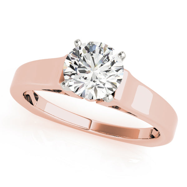 Sculpted Solitaires Round Diamond Engagement Ring in 10K/14K gold and platinum with certified lab-grown or natural diamonds