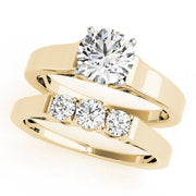 Sculpted Solitaires Round Diamond Engagement Ring in 10K/14K gold and platinum with certified lab-grown or natural diamonds