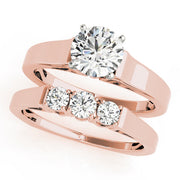 Sculpted Solitaires Round Diamond Engagement Ring in 10K/14K gold and platinum with certified lab-grown or natural diamonds
