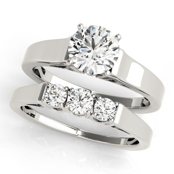 Sculpted Solitaires Round Diamond Engagement Ring in 10K/14K gold and platinum with certified lab-grown or natural diamonds