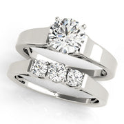 Sculpted Solitaires Round Diamond Engagement Ring in 10K/14K gold and platinum with certified lab-grown or natural diamonds