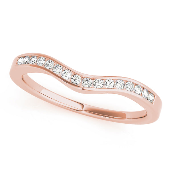 Channel Set Curved Half Eternity Ring in Gold & Platinum
