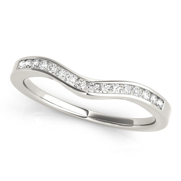 Channel Set Curved Half Eternity Ring in Gold & Platinum