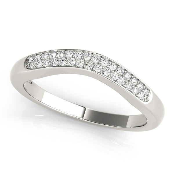 Curved Bands Half Eternity Ring in Gold & Platinum