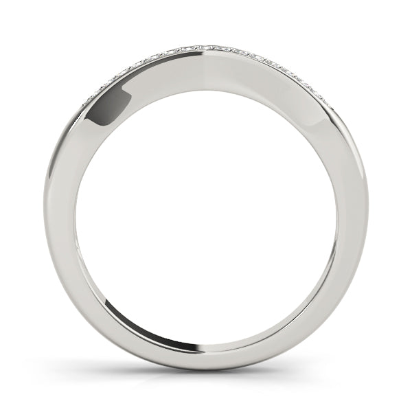 Curved Bands Half Eternity Ring in Gold & Platinum