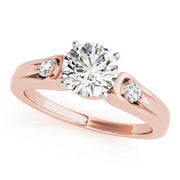 Romantic Three-Stone Round Diamond Engagement Ring in 10K/14K gold and platinum with certified lab-grown or natural diamonds