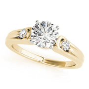 Romantic Three-Stone Round Diamond Engagement Ring in 10K/14K gold and platinum with certified lab-grown or natural diamonds