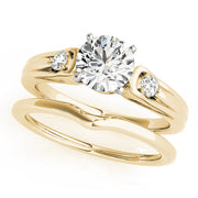 Romantic Three-Stone Round Diamond Engagement Ring in 10K/14K gold and platinum with certified lab-grown or natural diamonds