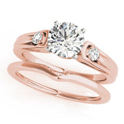 Romantic Three-Stone Round Diamond Engagement Ring in 10K/14K gold and platinum with certified lab-grown or natural diamonds