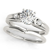 Romantic Three-Stone Round Diamond Engagement Ring in 10K/14K gold and platinum with certified lab-grown or natural diamonds