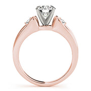 Romantic Three-Stone Round Diamond Engagement Ring in 10K/14K gold and platinum with certified lab-grown or natural diamonds