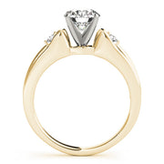 Romantic Three-Stone Round Diamond Engagement Ring in 10K/14K gold and platinum with certified lab-grown or natural diamonds
