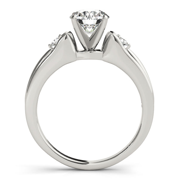 Romantic Three-Stone Round Diamond Engagement Ring in 10K/14K gold and platinum with certified lab-grown or natural diamonds
