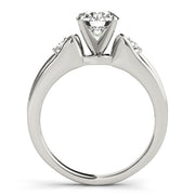 Romantic Three-Stone Round Diamond Engagement Ring in 10K/14K gold and platinum with certified lab-grown or natural diamonds