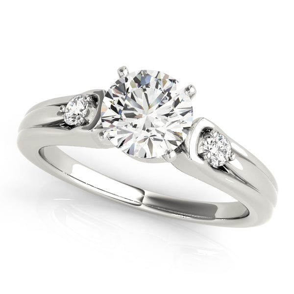 Romantic Three-Stone Round Diamond Engagement Ring in 10K/14K gold and platinum with certified lab-grown or natural diamonds