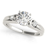 Romantic Three-Stone Round Diamond Engagement Ring in 10K/14K gold and platinum with certified lab-grown or natural diamonds