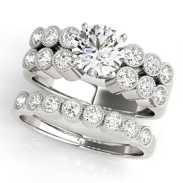 Statement Multi-Row Round Diamond Engagement Ring in 10K/14K gold and platinum with certified lab-grown or natural diamonds