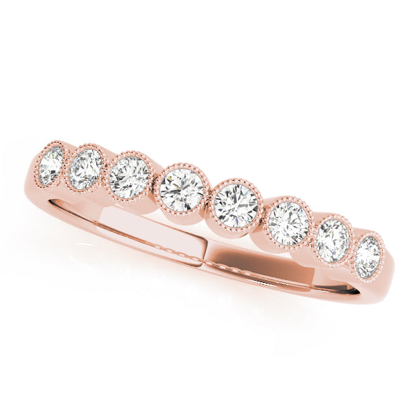 Bezel Set Milgrain Half Eternity Ring in Gold & Platinum