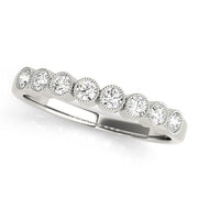 Bezel Set Milgrain Half Eternity Ring in Gold & Platinum