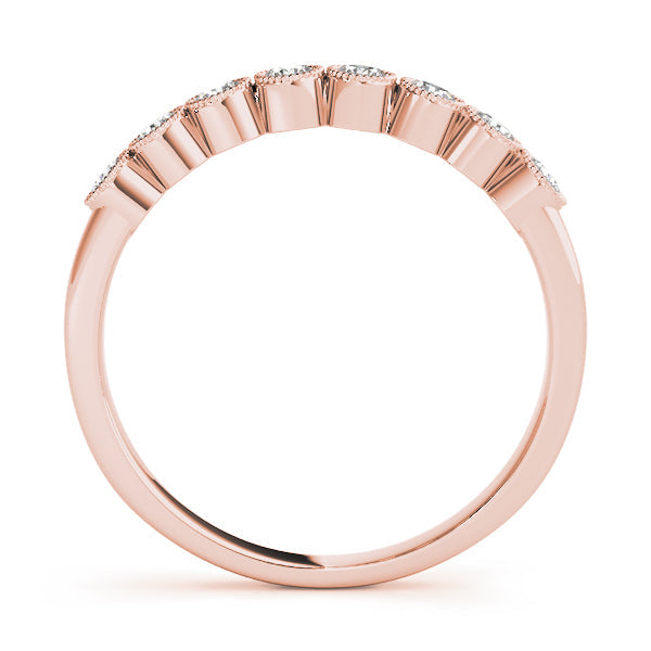 Bezel Set Milgrain Half Eternity Ring in Gold & Platinum