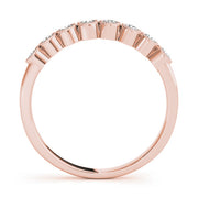 Bezel Set Milgrain Half Eternity Ring in Gold & Platinum