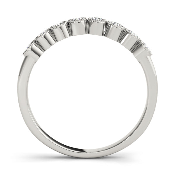 Bezel Set Milgrain Half Eternity Ring in Gold & Platinum