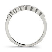 Bezel Set Milgrain Half Eternity Ring in Gold & Platinum