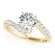 Lustrous Bypass Round Diamond Engagement Ring in 10K/14K gold and platinum with certified lab-grown or natural diamonds
