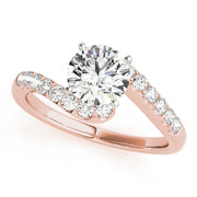 Lustrous Bypass Round Diamond Engagement Ring in 10K/14K gold and platinum with certified lab-grown or natural diamonds