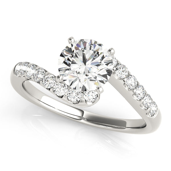 Lustrous Bypass Round Diamond Engagement Ring in 10K/14K gold and platinum with certified lab-grown or natural diamonds