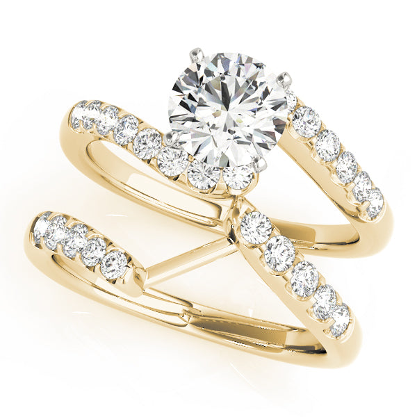 Lustrous Bypass Round Diamond Engagement Ring in 10K/14K gold and platinum with certified lab-grown or natural diamonds