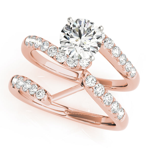 Lustrous Bypass Round Diamond Engagement Ring in 10K/14K gold and platinum with certified lab-grown or natural diamonds