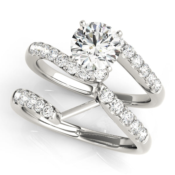 Lustrous Bypass Round Diamond Engagement Ring in 10K/14K gold and platinum with certified lab-grown or natural diamonds