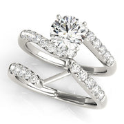Lustrous Bypass Round Diamond Engagement Ring in 10K/14K gold and platinum with certified lab-grown or natural diamonds