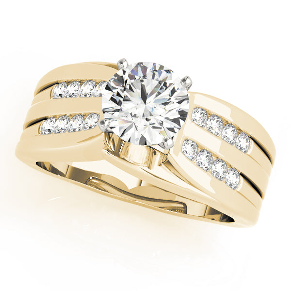 Opulent Multi-Row Round Diamond Engagement Ring in 10K/14K gold and platinum with certified lab-grown or natural diamonds
