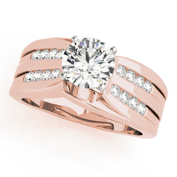 Opulent Multi-Row Round Diamond Engagement Ring in 10K/14K gold and platinum with certified lab-grown or natural diamonds