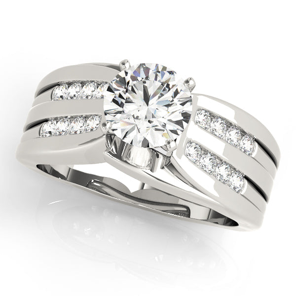 Opulent Multi-Row Round Diamond Engagement Ring in 10K/14K gold and platinum with certified lab-grown or natural diamonds