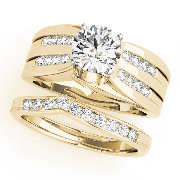 Opulent Multi-Row Round Diamond Engagement Ring in 10K/14K gold and platinum with certified lab-grown or natural diamonds