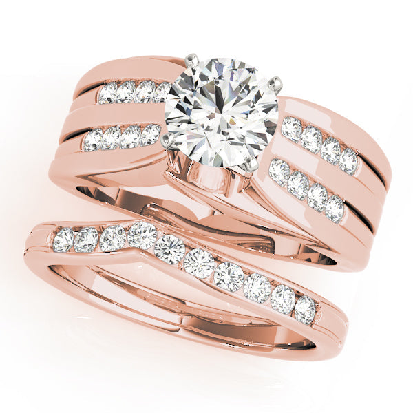 Opulent Multi-Row Round Diamond Engagement Ring in 10K/14K gold and platinum with certified lab-grown or natural diamonds
