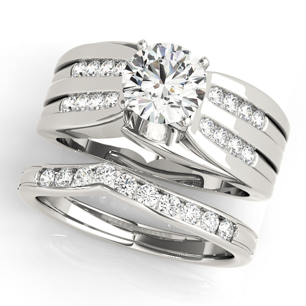 Opulent Multi-Row Round Diamond Engagement Ring in 10K/14K gold and platinum with certified lab-grown or natural diamonds