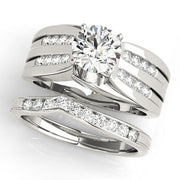 Opulent Multi-Row Round Diamond Engagement Ring in 10K/14K gold and platinum with certified lab-grown or natural diamonds