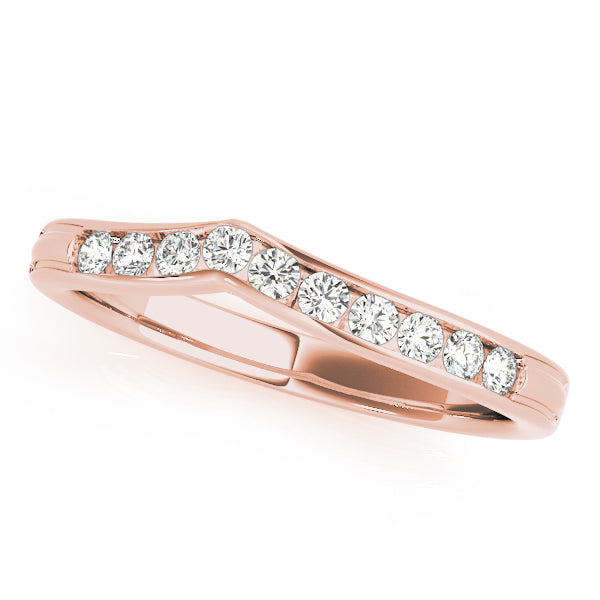 Channel Set Curved Half Eternity Ring in Gold & Platinum
