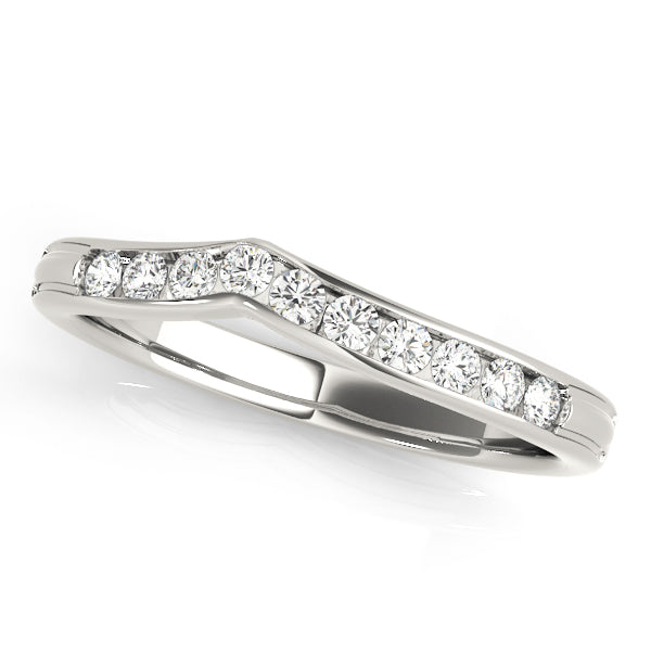 Channel Set Curved Half Eternity Ring in Gold & Platinum
