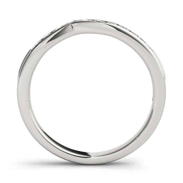 Channel Set Curved Half Eternity Ring in Gold & Platinum